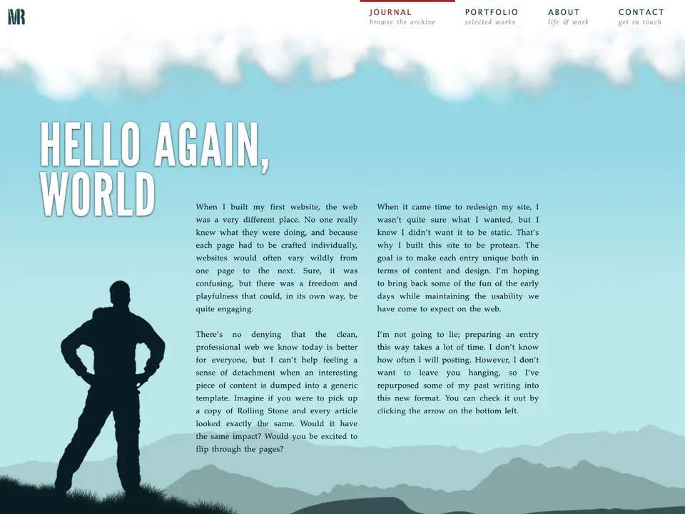 Screenshot of mikerockwood.com version 2